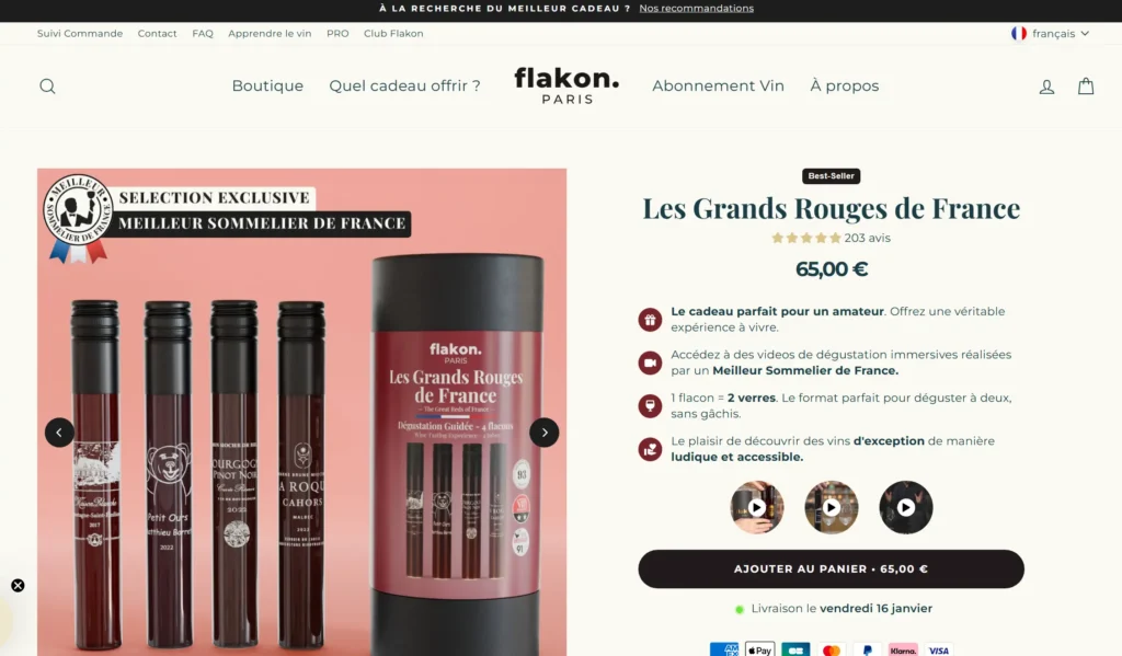 Flakon box vin rouge