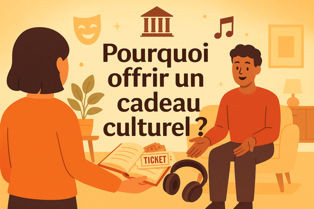 illustration cadeau culturel livre billets spectacle casque audio