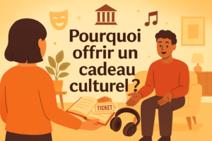 illustration cadeau culturel livre billets spectacle casque audio