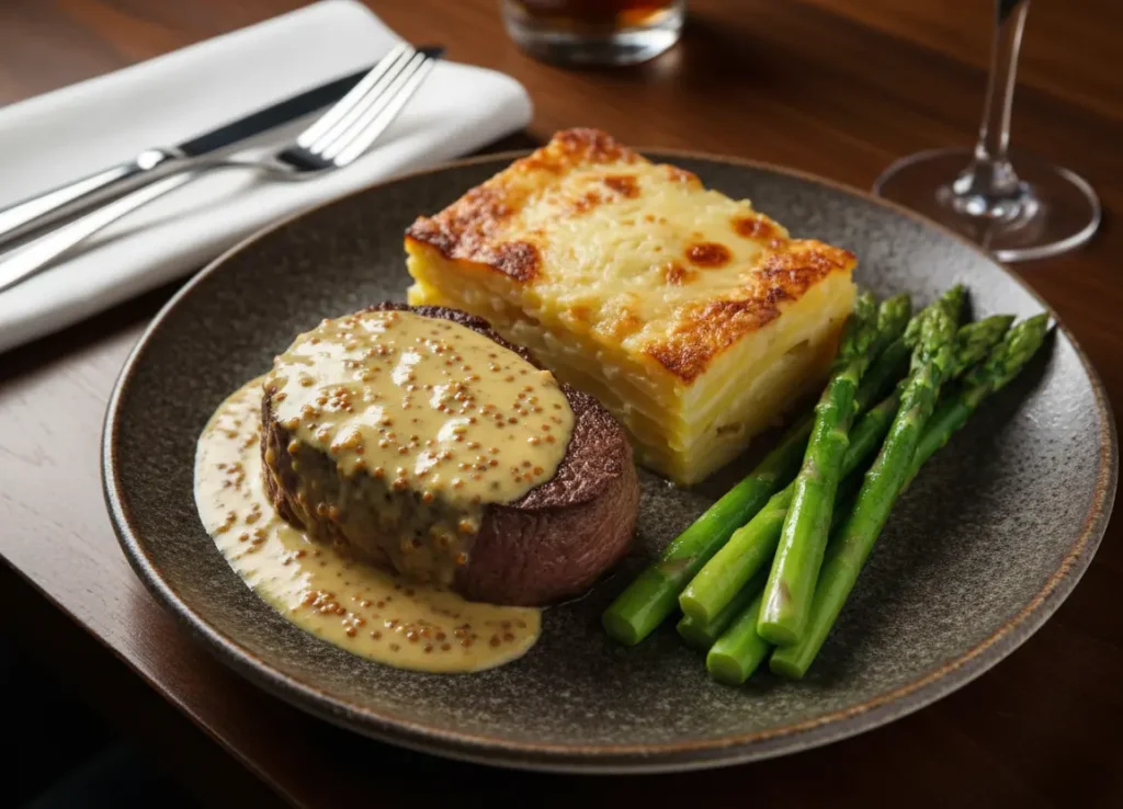assiette filet mignon sauce moutarde