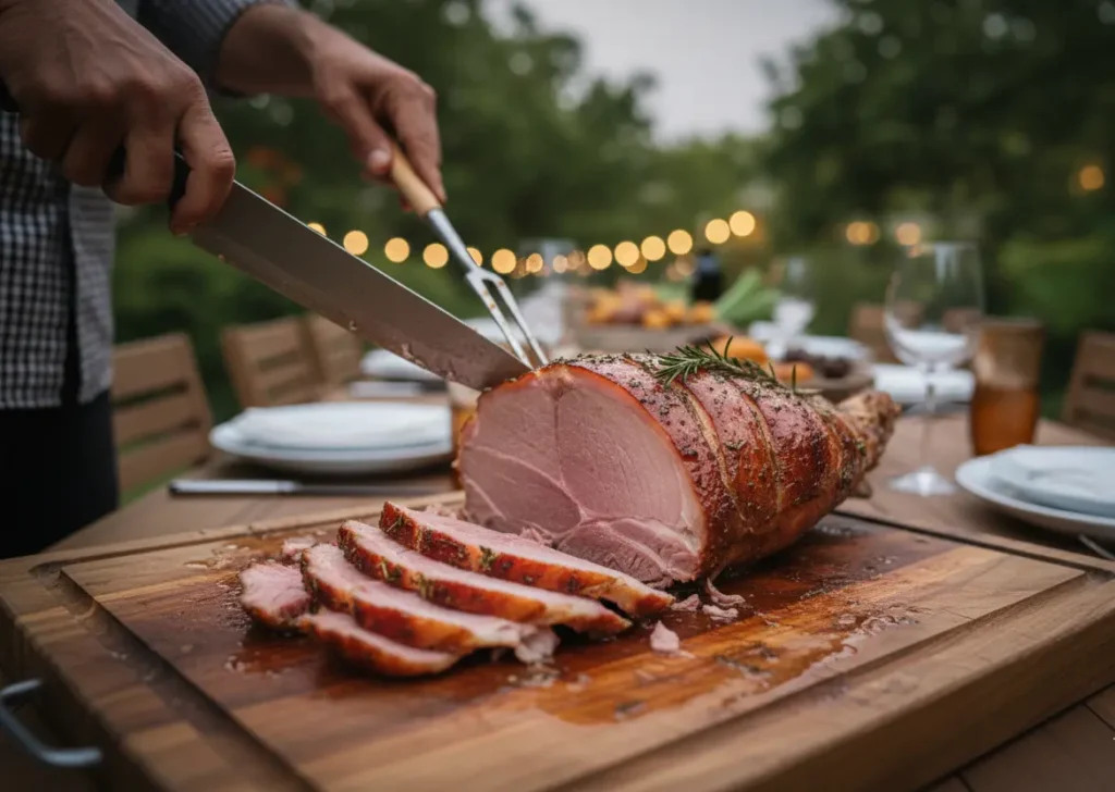 jambon &agrave; la broche d&eacute;coupe