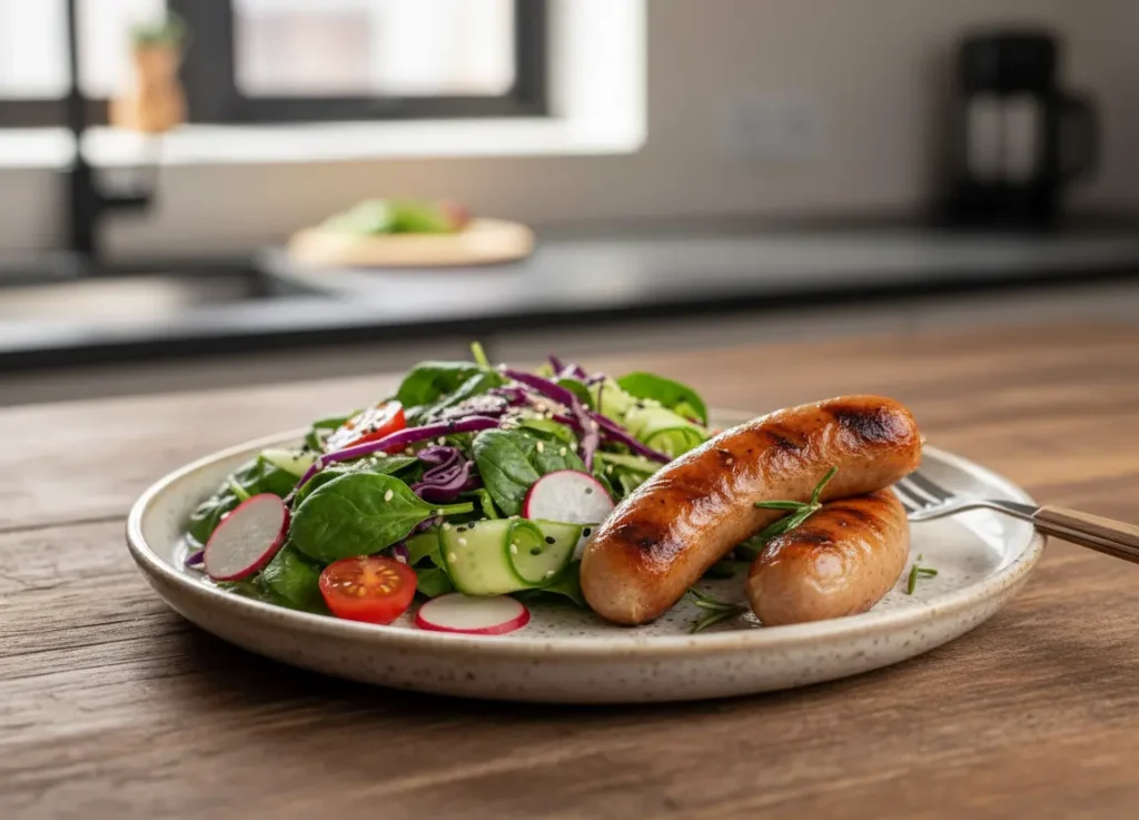 l&eacute;gumes verts saucisses