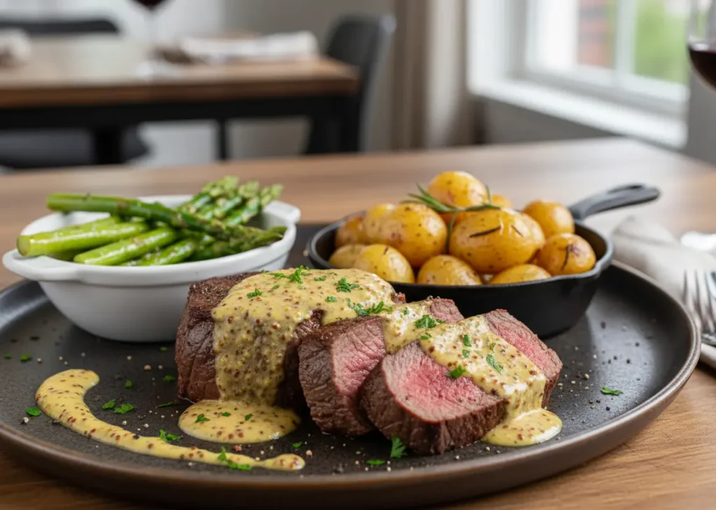 mise en avant filet mignon sauce moutarde