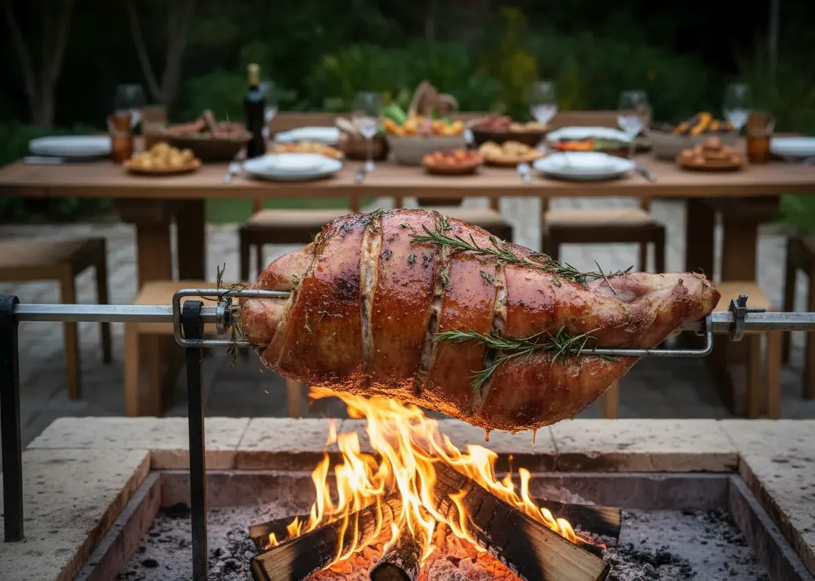 Recette jambon à la broche au feu de bois : préparation et cuisson étape par étape