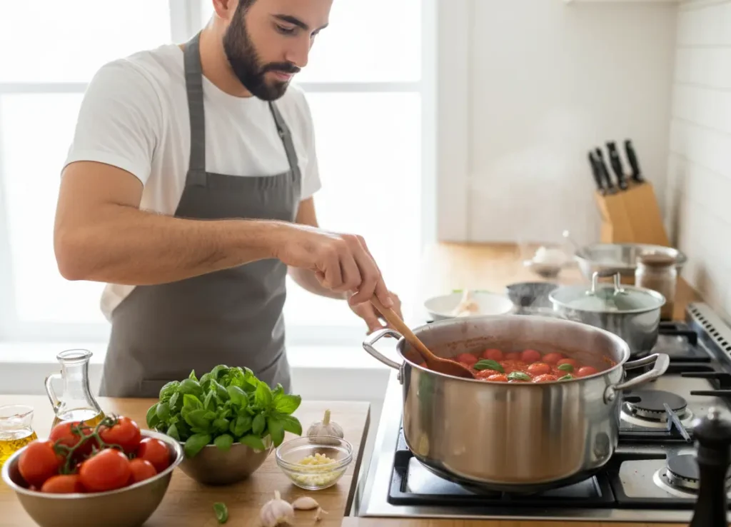 sauce pizza preparation