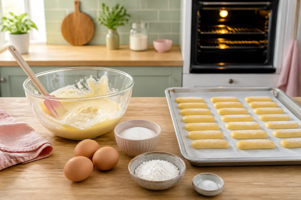 Préparation de boudoirs sans gluten maison pour une recette de tiramisu sans gluten gourmande