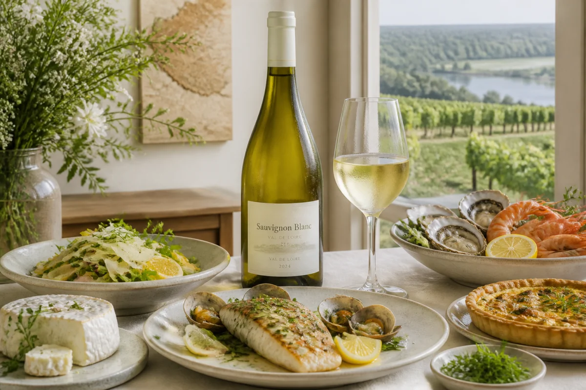 Accords mets et vins blancs avec Sauvignon Blanc, fromage de chèvre, poisson grillé et fruits de mer