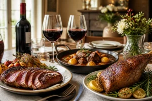 Accords mets et vins rouges autour d’une entrecôte grillée, d’un bœuf mijoté et d’un agneau rôti aux herbes