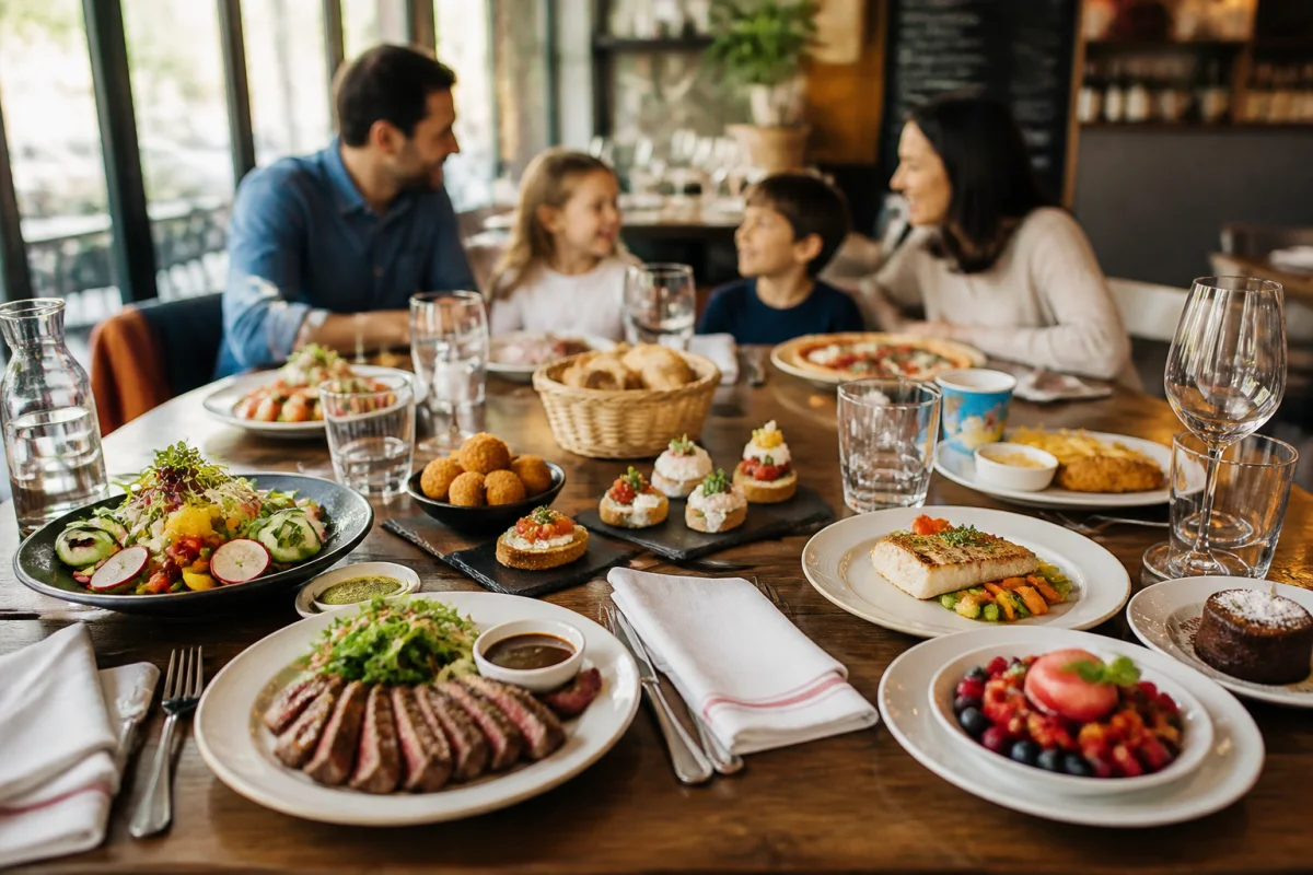 Le Spot Restaurant pr&eacute;sente une table conviviale de plats faits maison, viande, poisson, desserts et menu enfant.